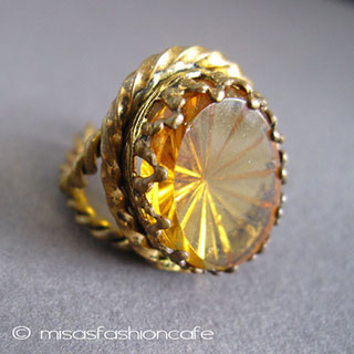 （画像用） ハニー・カットグラス アンティーク　リング