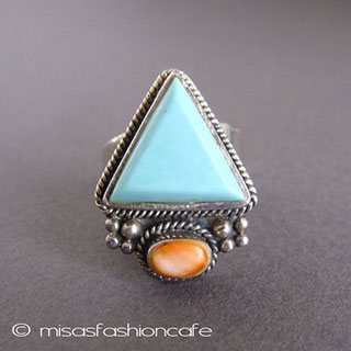 （画像用） スターリングシルバー925 ターコイズ天然石リング