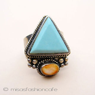 （画像用） スターリングシルバー925 ターコイズ天然石リング