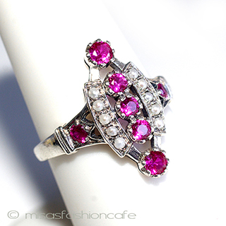 （画像用） 真珠　ルビー　リング　 スターリングシルバー