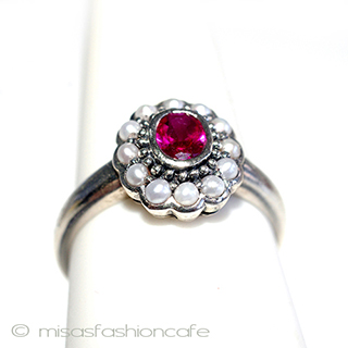 （画像用） 真珠　ルビー　リング　 スターリングシルバー