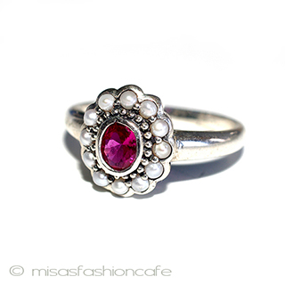 （画像用） 真珠　ルビー　リング　 スターリングシルバー