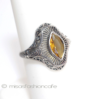 （画像用） シトリン　リング　指輪 スターリングシルバー刻印