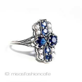 （画像用） 真珠　サファイヤ　リング　 スターリングシルバー刻印