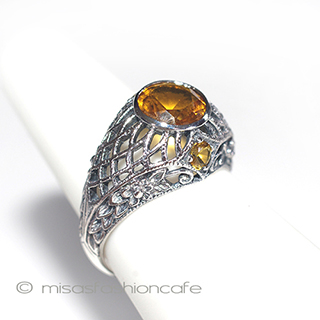 （画像用） 天然石　シトリン　小花 スターリングシルバー刻印