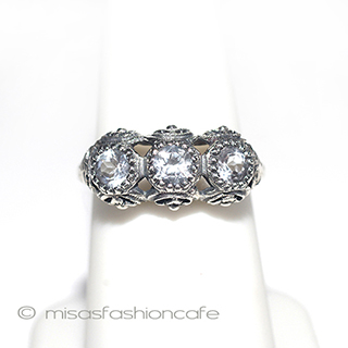 （画像用） 天然石トパーズ　お花リング　 スターリングシルバー刻印