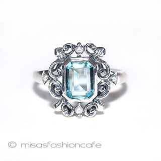 （画像用） 真珠アクアマリン　リング　 スターリングシルバー刻印