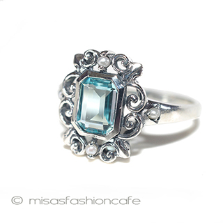 （画像用） 真珠アクアマリン　リング　 スターリングシルバー刻印