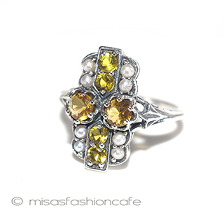 （画像用） 真珠　シトリン　リング　 スターリングシルバー刻印