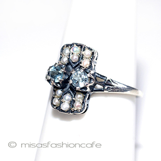 （画像用） 真珠アクアマリン　リング　 スターリングシルバー刻印