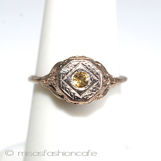 （画像用） 天然石　シトリン　リング 14Kローズゴールド　925