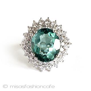 （画像用） アクアマリン＆サファイア スターリング刻印　リング