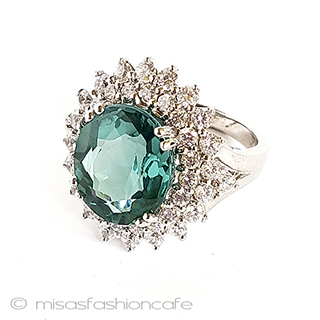 （画像用） アクアマリン＆サファイア スターリング刻印　リング