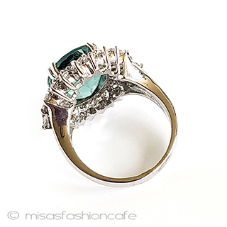 （画像用） アクアマリン＆サファイア スターリング刻印　リング