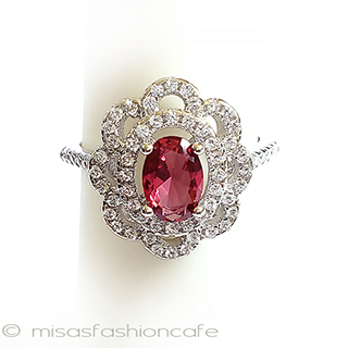 （画像用） ルビー＆ホワイトトパーズ スターリング刻印リング