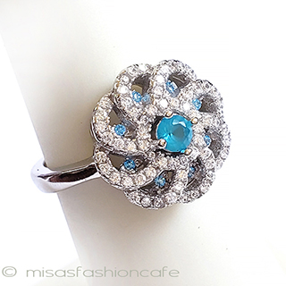 （画像用） アクアマリン＆トパーズ スターリング刻印リング