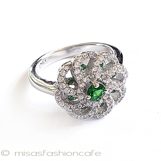 （画像用） エメラルド＆トパーズ スターリング刻印リング