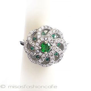 （画像用） エメラルド＆トパーズ スターリング刻印リング