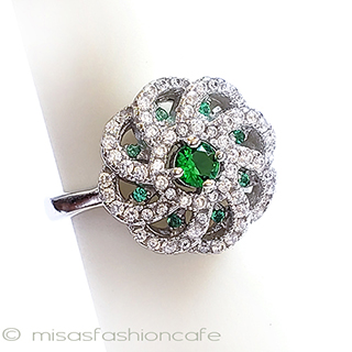 （画像用） エメラルド＆トパーズ スターリング刻印リング