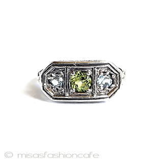 （画像用） ペリドット＆アクアマリン スターリング刻印　リング