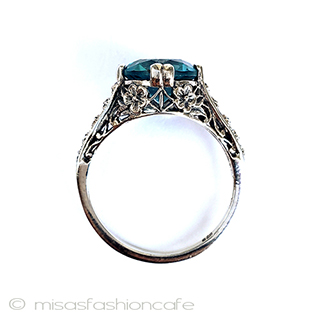 （画像用） アクアマリン小花　リング　 スターリングシルバー刻印