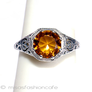 （画像用） シトリン・リング銀製指輪　 スターリング925刻印