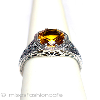 （画像用） シトリン・リング銀製指輪　 スターリング925刻印