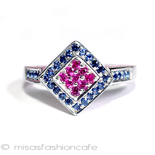 （画像用） 天然石ルビー＆サファイヤ スターリング刻印リング