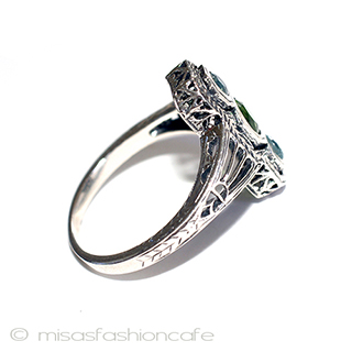 （画像用） アクアマリン&ペリドット指輪 スターリングシルバー刻印