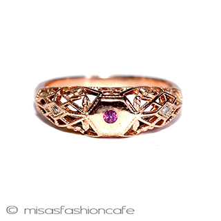 （画像用） 天然ルビー＆ダイヤモンド ローズゴールド925リング