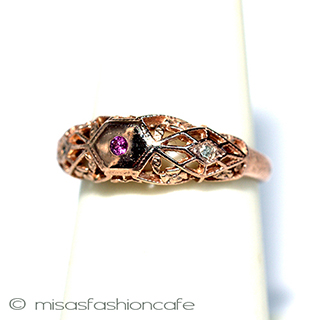 （画像用） 天然ルビー＆ダイヤモンド ローズゴールド925リング