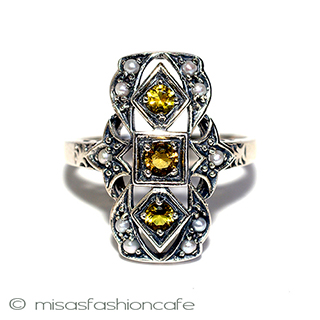 （画像用） シトリン真珠　リング スターリングシルバー