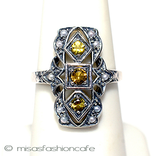 （画像用） シトリン真珠　リング スターリングシルバー