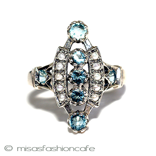 （画像用） 真珠アクアマリン　リング スターリングシルバー刻印