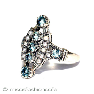 （画像用） 真珠アクアマリン　リング スターリングシルバー刻印