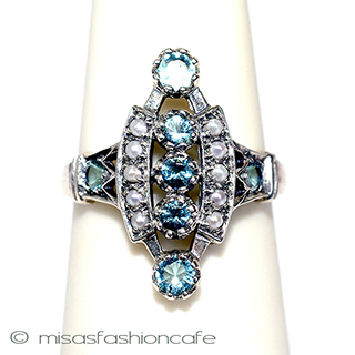 （画像用） 真珠アクアマリン　リング スターリングシルバー刻印