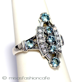 （画像用） 真珠アクアマリン　リング スターリングシルバー刻印