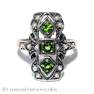 （画像用） ペリドット真珠　リング シルバー925銀製リング