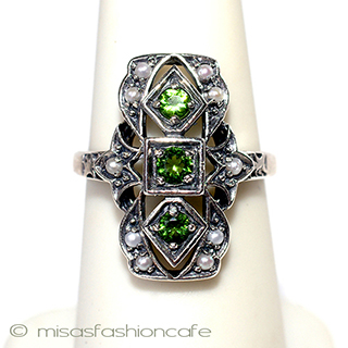 （画像用） ペリドット真珠　リング シルバー925銀製リング