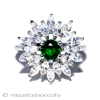 （画像用） エメラルド＆トパーズ スターリング刻印リング