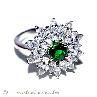 （画像用） エメラルド＆トパーズ スターリング刻印リング