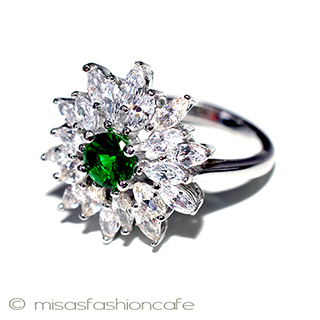 （画像用） エメラルド＆トパーズ スターリング刻印リング