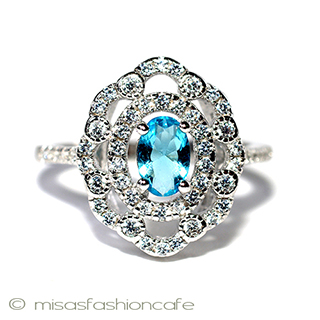 （画像用） アクアマリン＆トパーズ スターリング天然石リング