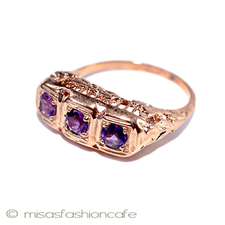 （画像用） 天然石　アメジスト ローズゴールド925リング