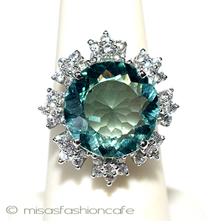 （画像用） アクアマリン＆サファイア スターリング刻印リング