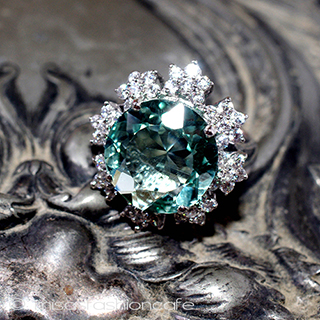 （画像用） アクアマリン＆サファイア スターリング刻印リング