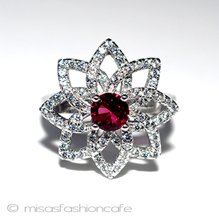 （画像用） ルビー＆ホワイトトパーズ スターリング刻印リング