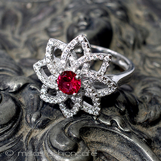 （画像用） ルビー＆ホワイトトパーズ スターリング刻印リング