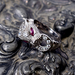 （画像用） 銀製レオパード　リング 天然石ルビー＆サファイヤ