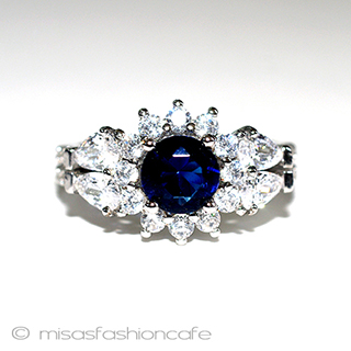 （画像用） サファイア　花　リング スターリングシルバー刻印